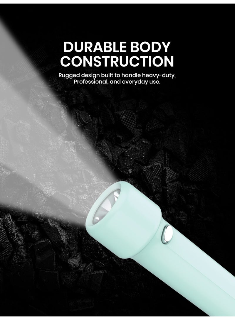 Ogera Pocket-Size Rechargeable LED Flashlight | Lightweight 1W High-Brightness Torch | Type-C Charging | 1500mAh Lithium Battery | 17-Hour Runtime | Compact Everyday Carry Flashlight for Indoor & Outdoor Use | 2-Year Warranty | OG1151PSL | Blue/Green/Orange - Image 3